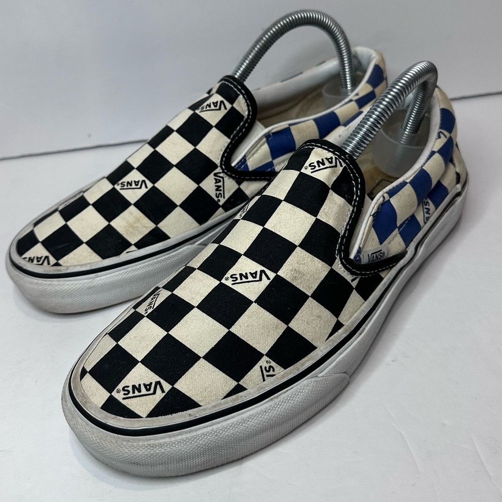 UsedVans Black and White Checkerboard Slip-On Sneakers - Picture 3 of 8